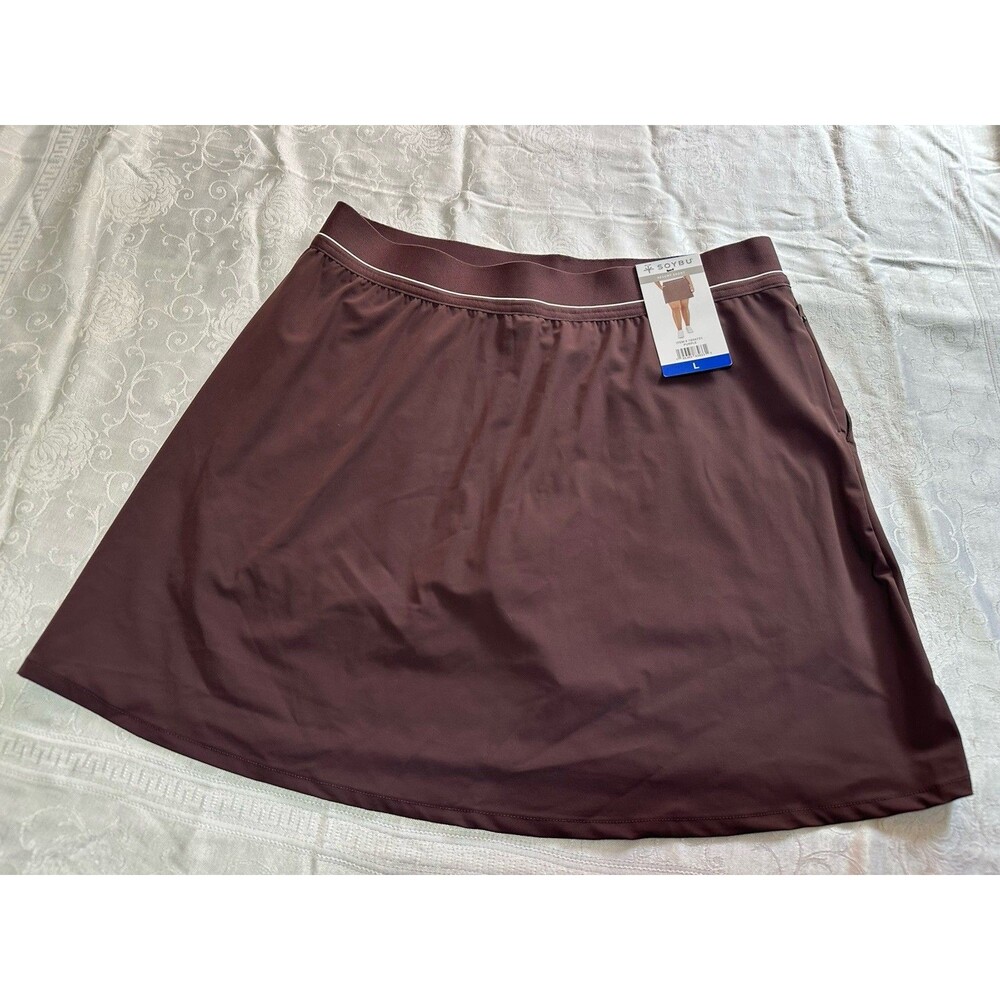 Soybu Women's Regular Sport skort in a deep purple/brown color, size Large